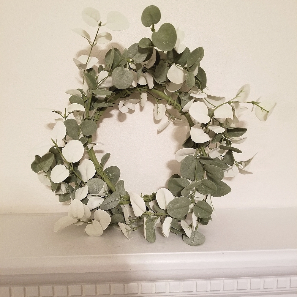 Spring faux eucalyptus wreath